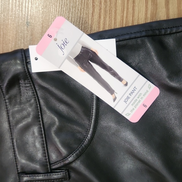 NEW Joie Vegan Plant Leather Straight Leg Pants Black Size 6 - Picture 5 of 8